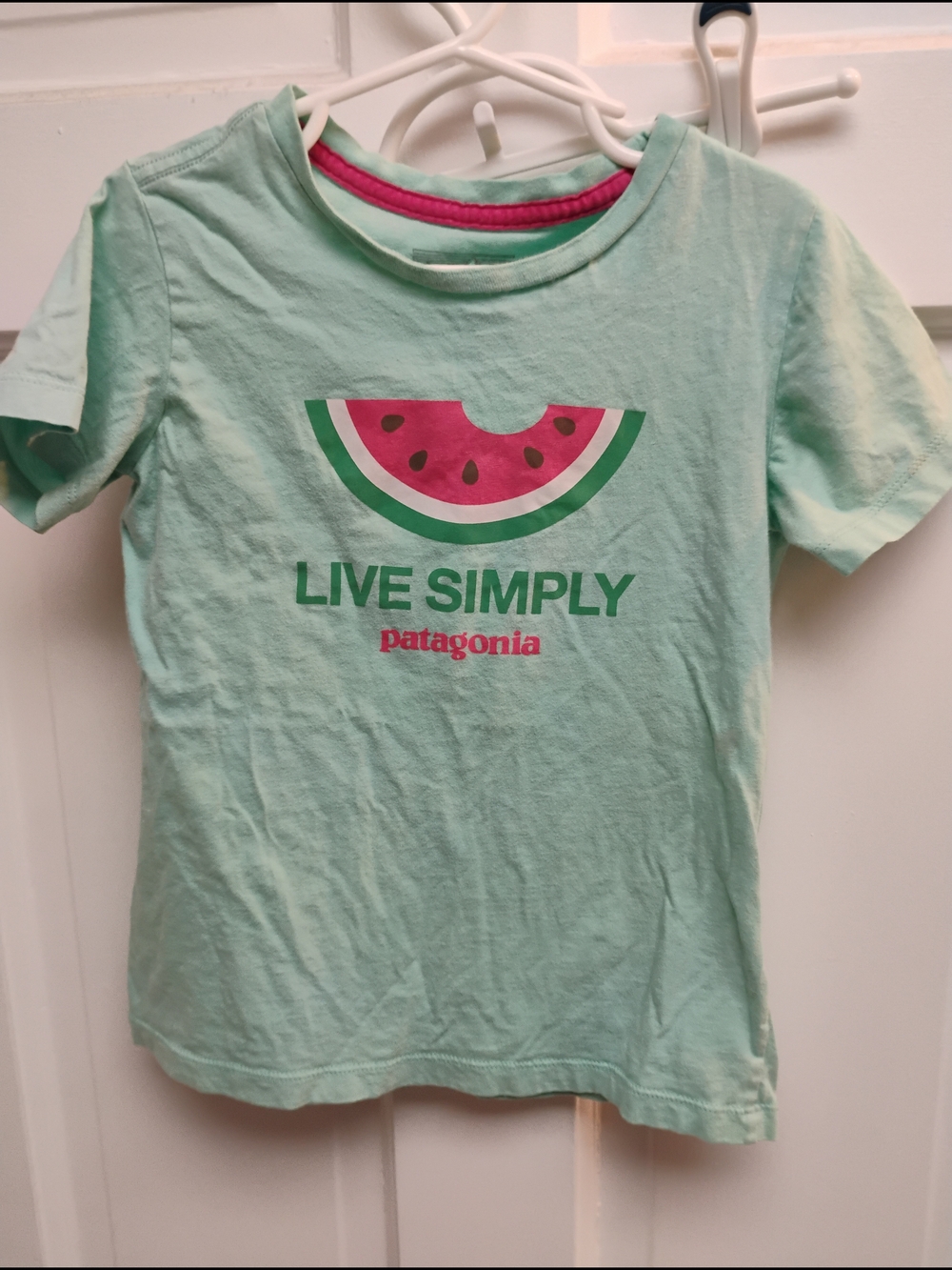 Patagonia Kids 'Live Simply' Mint Green Watermelon Graphic Tee